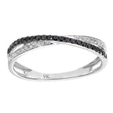 0.15ct Black Diamond and  Diamond Twist Eternity Ring in 9ct White Gold